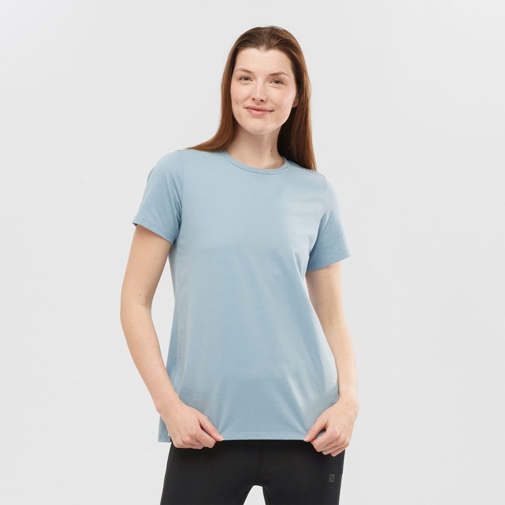 Camisetas Salomon Mujer Azules - Salomon Argentina OUTLIFE LAYERING W,410283-XSE